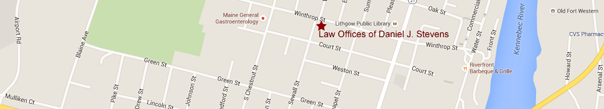 Map showing location of The Law Offices of Daniel J. Stevens.